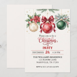 Vattenfärg Ornament Julfest Inbjudan