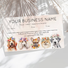 Vattenfärg på avtalskort hundar blommor, beige visitkort