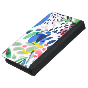 Vattenfärg på Blommor och väska för Löv Plånboksfodral För Samsung Galaxy S5