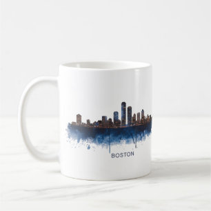 Vattenfärg på Boston Citys Siluett Kaffemugg