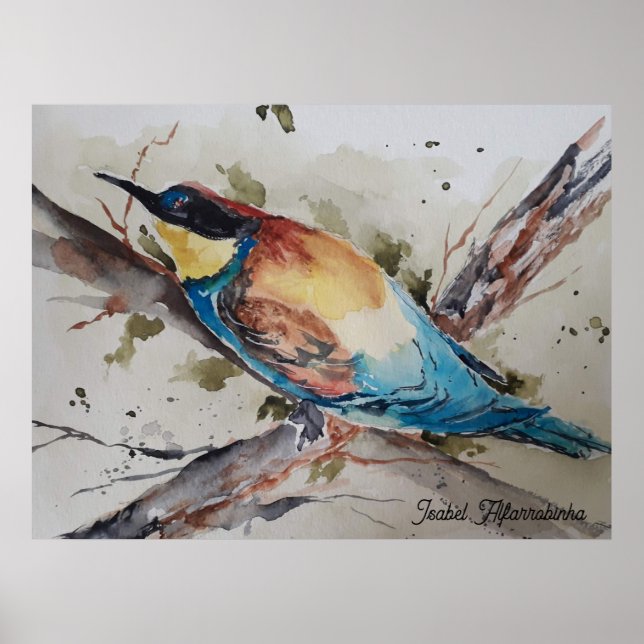 vattenfärg på en färgstark biodlare poster (Framsidan)