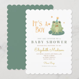 Vattenfärg på en pojke från Frog Baby Shower-inbju Inbjudningar