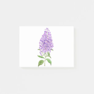 Vattenfärg på lila lilaxblomma post-it block