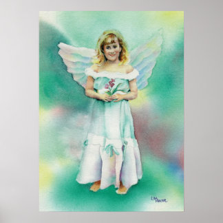 Vattenfärg på Little Angel Girl Poster