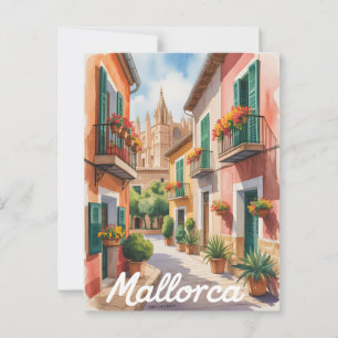 Vattenfärg på Mallorca Vykort