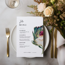 Vattenfärg på menyn elegant bröllop bord meny