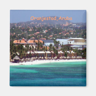Vattenfärg på Oranjestad, Aruba Magnet