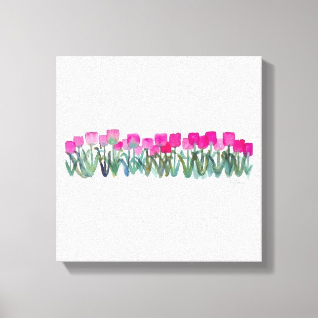 Vattenfärg på Vår Rosa Tulips Canvas Poster (Framsida)