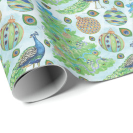 Vattenfärg Påfågel Jul Presentpapper