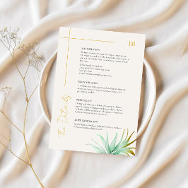 Vattenfärg Palm Guld Destination Bröllop Detalj Tilläggskort