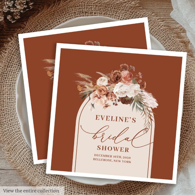 Vattenfärg Pampas Blommigt Napkins för Möhippa Pappersservett (Watercolor Pampas Floral Napkins for Bridal Shower)