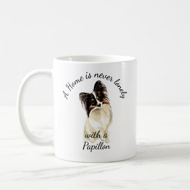 Vattenfärg Papillon Hund Pet Animal Kaffemugg (Vänster)