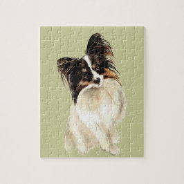 Vattenfärg Papillon Hund Pet Cute Animal Art Pussel