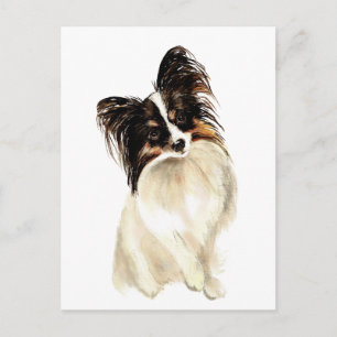 Vattenfärg Papillon Hund, Pet Vykort