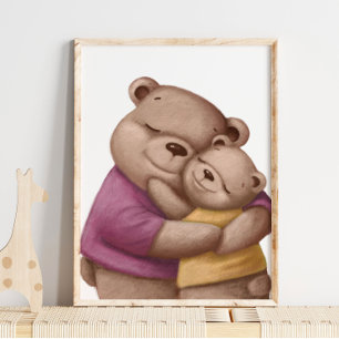 Vattenfärg Pappa Björn Kram   Björn Väggtryck Poster