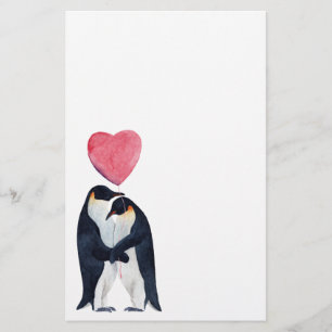 Vattenfärg par kejsar Penguins Brevpapper