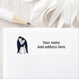 Vattenfärg par kejsar Penguins Returadress Etikett