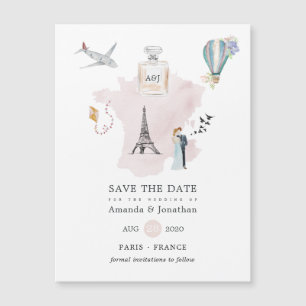 Vattenfärg Paris Destination Bröllop Monogram