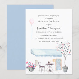 Vattenfärg Paris-tematisk förlovningsfest inbjudan