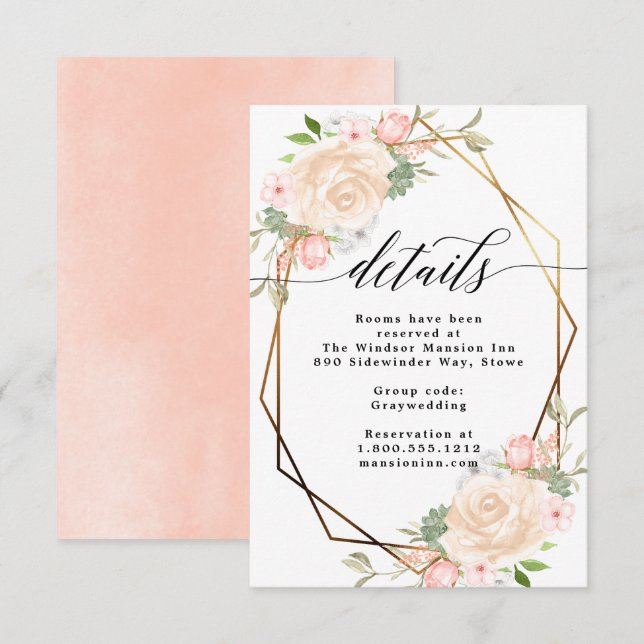 Vattenfärg päron geometrisk ram bröllopsdetaljer inbjudningar (Fram/baksida)