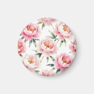 Vattenfärg Päronros Blommönster Magnet