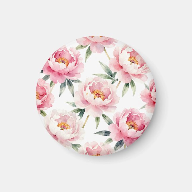 Vattenfärg Päronros Blommönster Magnet (Framsidan)