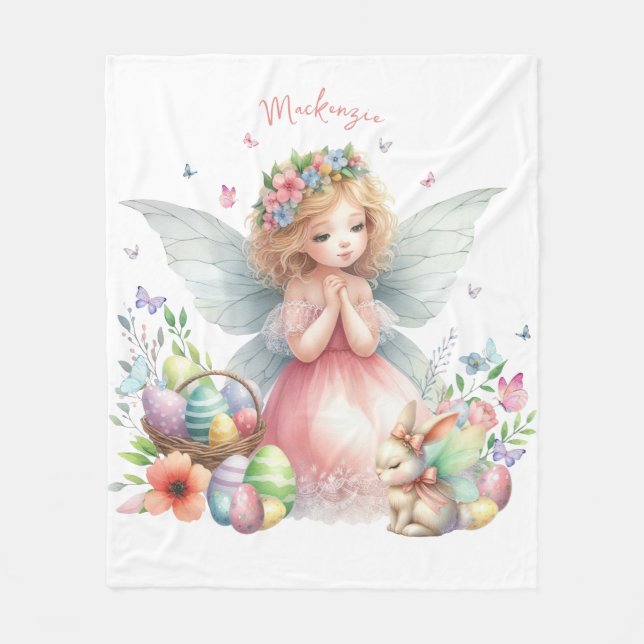 Vattenfärg Påsk Vår Fairy Fleecefilt (Framsidan)