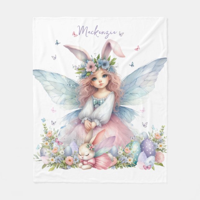 Vattenfärg Påsk Vår Fairy Fleecefilt (Framsidan)