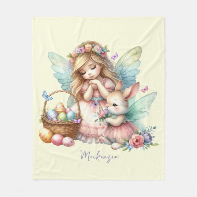 Vattenfärg Påsk Vår Fairy Fleecefilt (Framsidan)