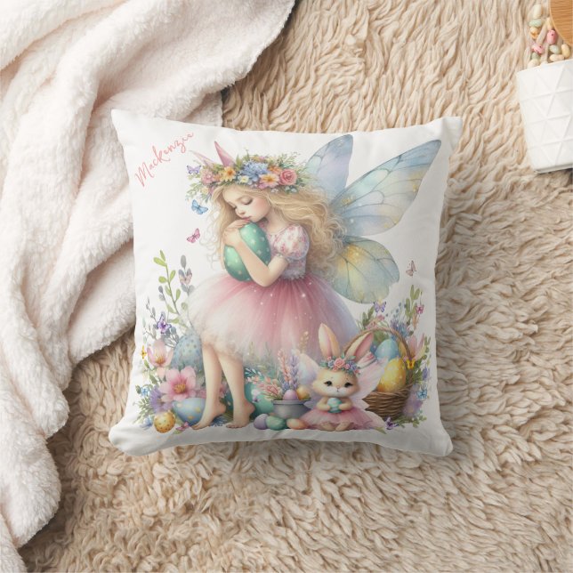 Vattenfärg Påsk Vår Fairy Kudde (Filt)