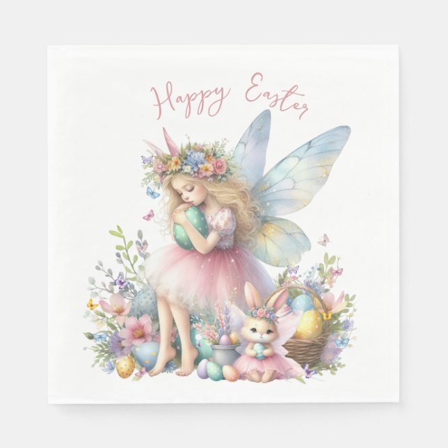 Vattenfärg Påsk Vår Fairy Pappersservett (Framsidan)