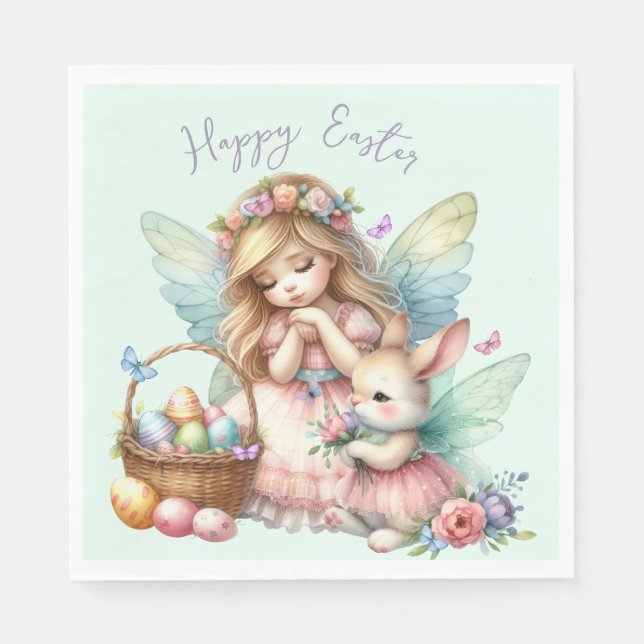Vattenfärg Påsk Vår Fairy Pappersservett (Framsidan)