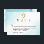 Vattenfärg Pastel Blue Guld Bat mitzvah OSA kort<br><div class="desc">Vattenfärg Pastel Blue Guld Bat mitzvah OSA kort</div>