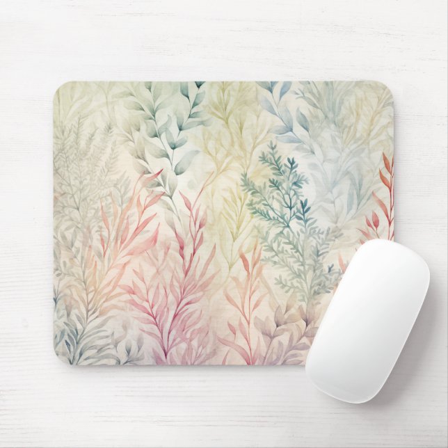 Vattenfärg Pastel Foliage Löv Musmatta (Med mus)