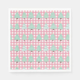 Vattenfärg Pastel Julgranar med Rosa Play Pappersservett