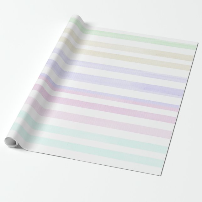 Vattenfärg Pastel Rainbow Stripe Papper 4 Presentpapper (Utrullad)