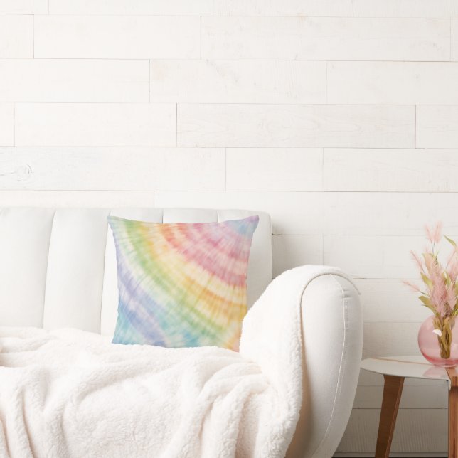 Vattenfärg Pastel Rainbow Tie Dye Dekorativ kudde (Soffa)