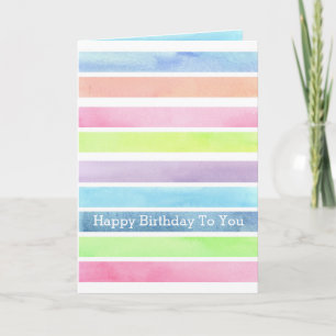 Vattenfärg Pastel Rand Grattis på födelsedagen til Kort