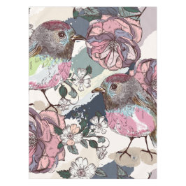 Vattenfärg Pastel Rosa Birds and Flowers