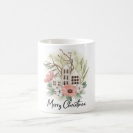 Vattenfärg Pastel Rosa Brown Grönt God jul Kaffemugg