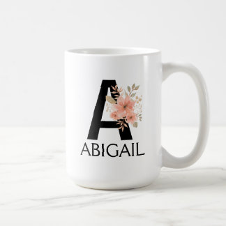  vattenfärg Pastel Rosa Monogram med Namn Kaffemugg