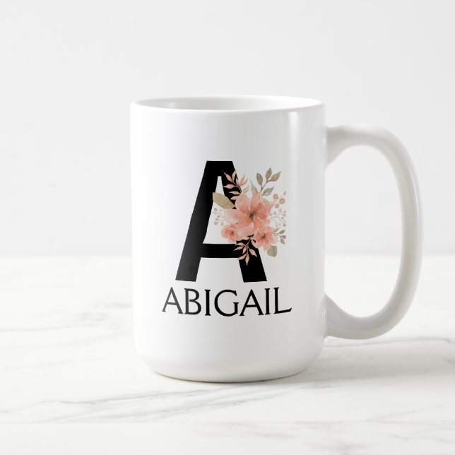  vattenfärg Pastel Rosa Monogram med Namn Kaffemugg (Höger)