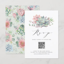 Vattenfärg Pastel Succulents Bouquet QR-kod OSA Kort