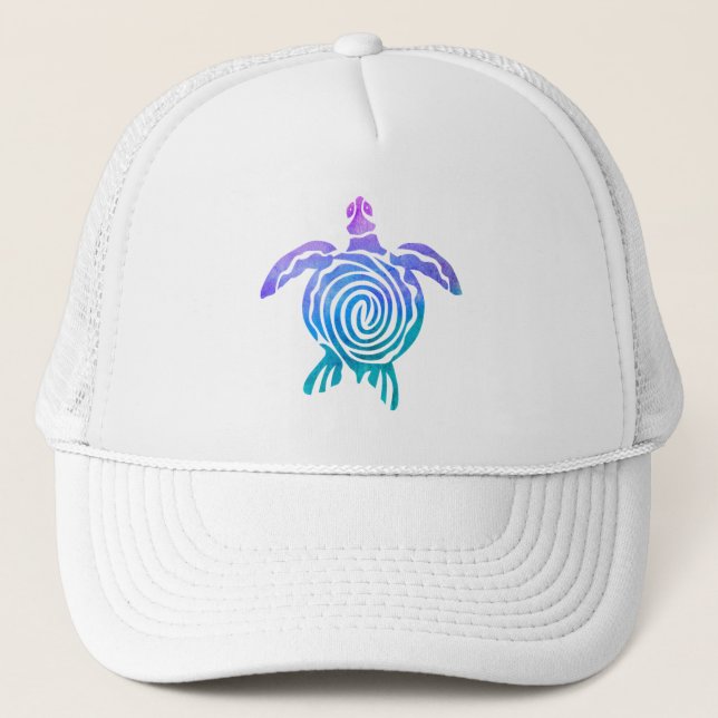 Vattenfärg Pastel Tie Dye Spiral Sea Turtle Keps (Framsida)