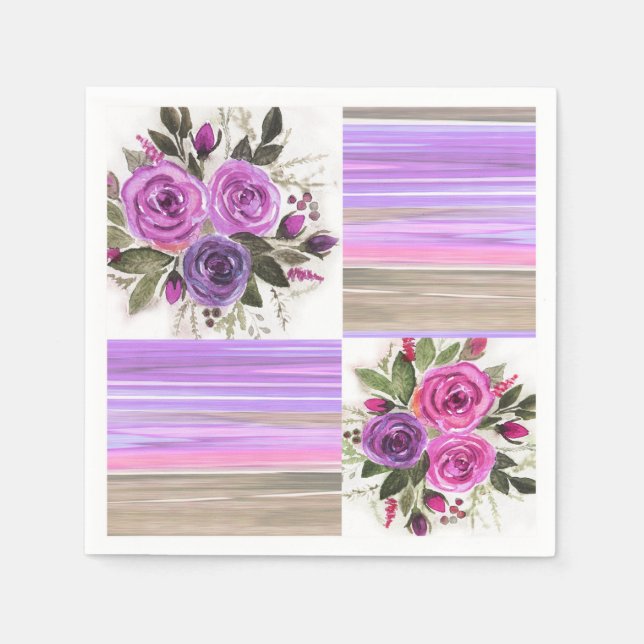 Vattenfärg. Patchwork . Pappersservett (Framsidan)