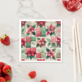 Vattenfärg Patchwork Poinsettia Decoupage Napkins Pappersservett