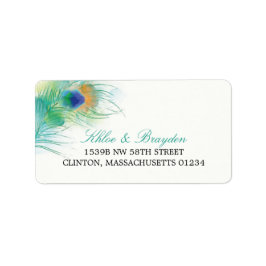 Vattenfärg Peacock Feather Adress Adressetikett