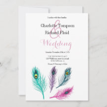 Vattenfärg Peacock Feathers Bröllop