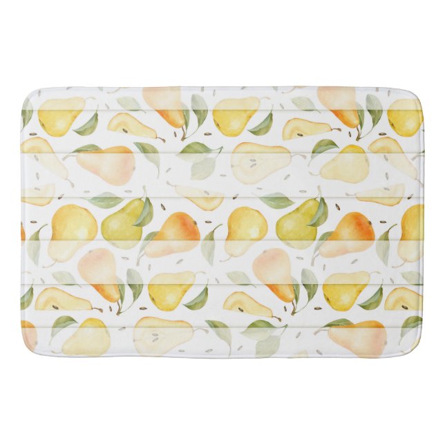 Vattenfärg Pear Fresh Fruit Mönster Badrumsmatta (Framsidan)