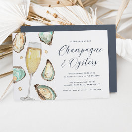 Vattenfärg Pearl Champagne & Oysters Party Inbjudningar